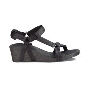 NWOT Teva Ysidro Universal Wedge Sandals Black Leather Women’s Size 7 NEW